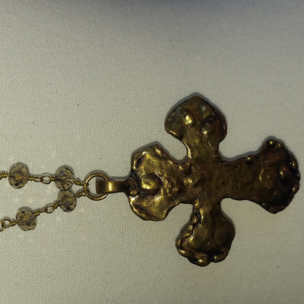 Gold Cross Pendant Necklace - Picture 2 of 4